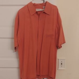 Men's 100% Silk Vibrant Orange Casual Button Down Shirt